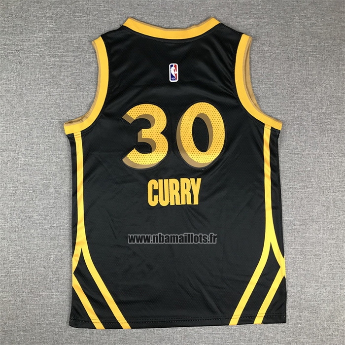 Maillot Enfant Golden State Warriors Stephen Curry NO 30 Ville 2023-24 Noir